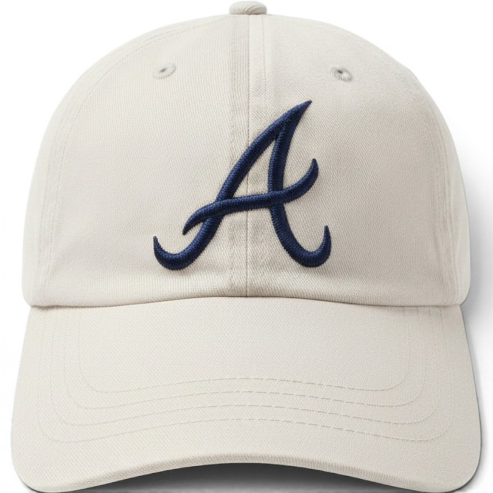 Vtg Atlanta Braves Twins‎ Hat Beige MLB Baseball Cap Dad Hat Strapback Sellout
